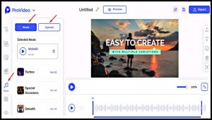 Upload Audio in Video, Insert Audio in Video from Stock, Edit the Audio in Video