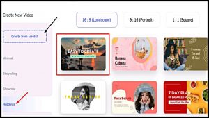 Choose a Template, Headlines Template, Create from Scratch